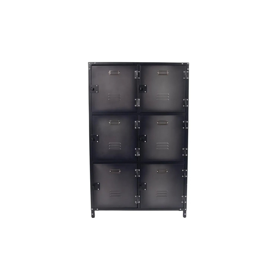 Rikta Vintage-Metallschrank aus Stahl in Schwarz mit 6 Türen im Industrial-Style, B/H/T: 75 x 120 x 35 cm - Bild 5