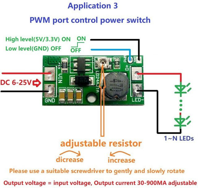 LD24AJTA DC-DC Step-Down LED Treiber PWM Controller Einstellbarer Konstantstrom Konverter 20W - Bild 1