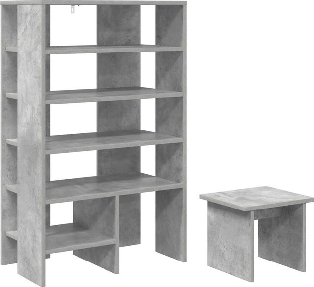 vidaXL Schuhschrank mit Regal Set aus Holzwerkstoff in Betongrau Grau - Bild 1