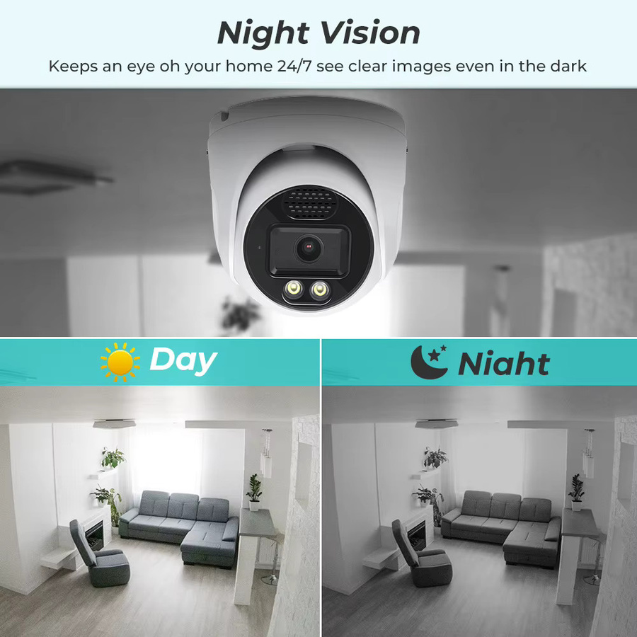 XMEYE 4K 8MP IP Kamera mit PoE, H.265, Onvif, 2,8mm Weitwinkel und Nachtsicht in Weiß - Bild 4