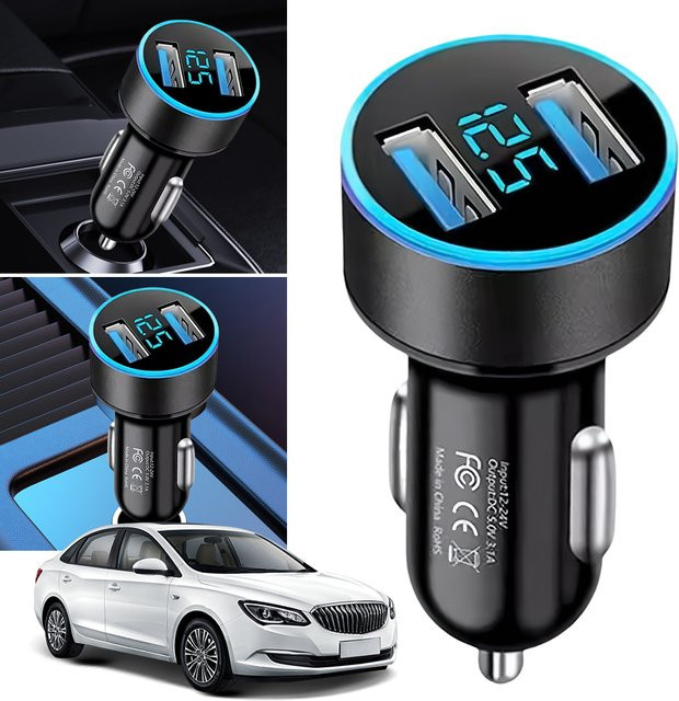 36W Auto-Schnellladegerät mit Spannungsanzeige, PD QC3.0 USB-C Zigarettenanzünder-Adapter in Schwarz für iPhone, iPad und Xiaomi - Bild 1