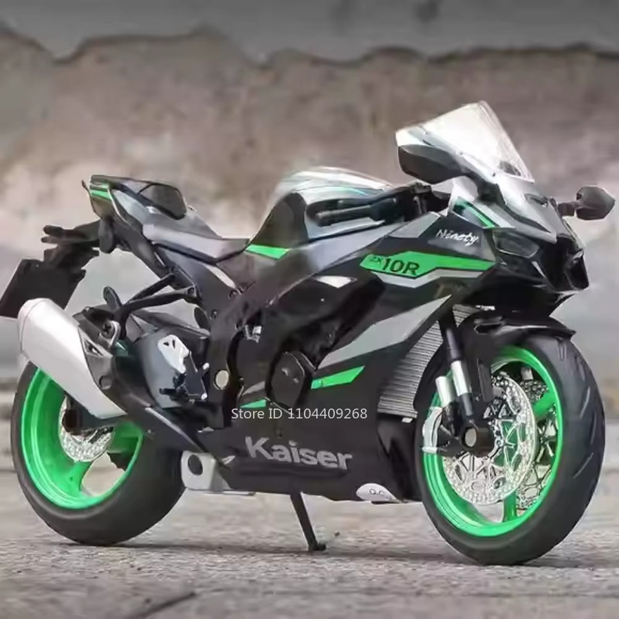 MAKEDA Kawasaki ZX-10R KX450 Motorrad Spielzeug Modell, Maßstab 1:12, Metall, Grün - Bild 6