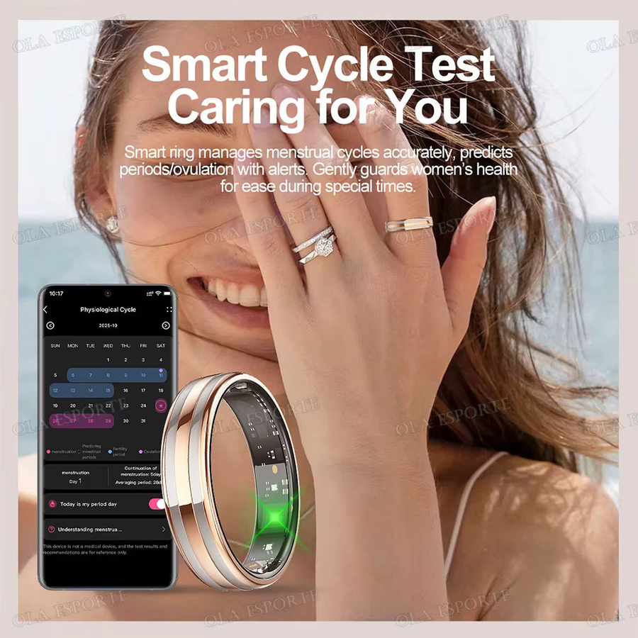 Ola Esporte Smart-Ring 2026 Ultra-Schmal, Silber, Unisex, mit Bluetooth-Steuerung, Herzfrequenzmessung, Blutdruckmessung und wasserdichtem Design für Sport und Gesundheit - Bild 3