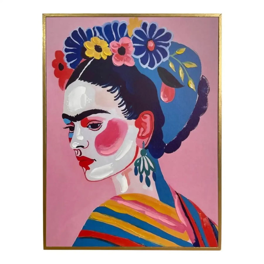 Mansion atmosphere Holzbild Frida Kahlo One Pop-Art Frauenporträt Multicolor B: 30 cm, H: 40 cm - Bild 1