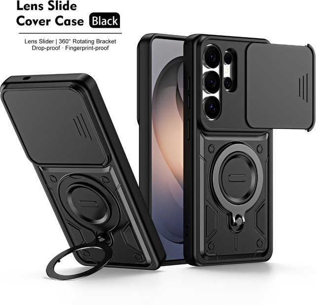 Samsung Schutzhülle mit magnetischem Ringhalter und Schiebe-Kameraschutz in Blau für Galaxy S26+ Ultra A57 A37 A17 A07 A56 A36 A26 5G - Bild 1