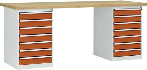 Manuflex Werkbanksystem WC5126.2001 aus Stahl in Rotorange (RAL 2001), B/T/H: 300 x 200 x 70 cm - Bild 1