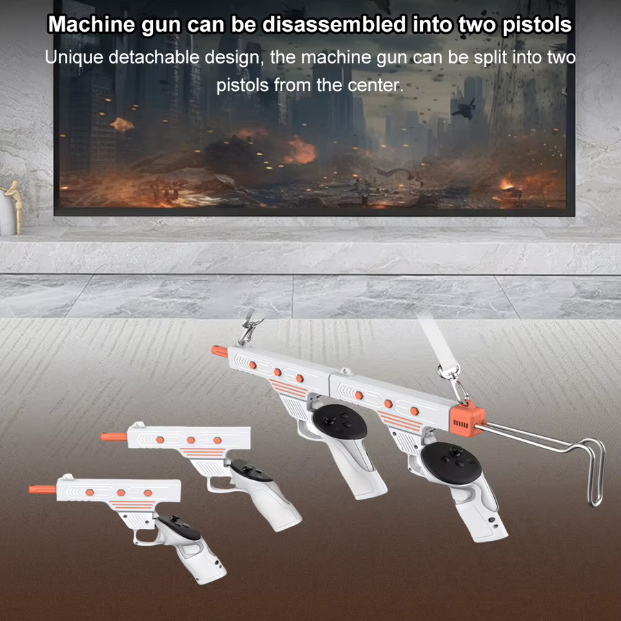 ALLOET VR-Controller Gewehr-Adapter Schießcontroller-Griffe für Meta Quest 3 und Quest 3S in Weiß - Bild 4