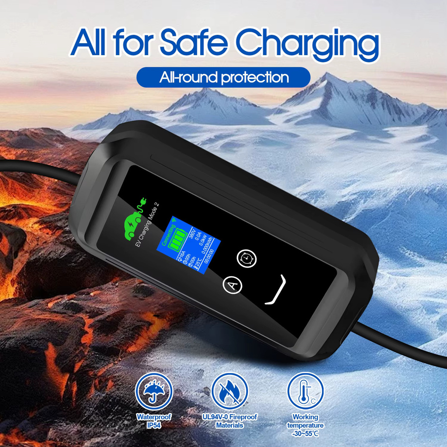 ISIGMA Tragbares EV-Ladegerät 11KW Typ 2 mit WLAN-Steuerung via Tuya App, Schwarz, 10m Stromkabel - Bild 4