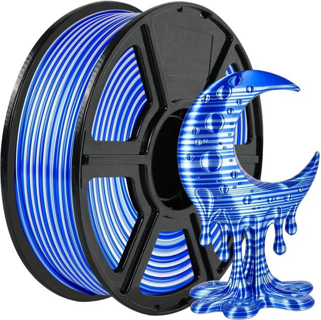 3D Maliang Twist Farbwechsel Filament Seide PLA 1,75 mm, mehrfarbig Silber Blau, glänzend für FDM 3D-Drucker - Bild 1
