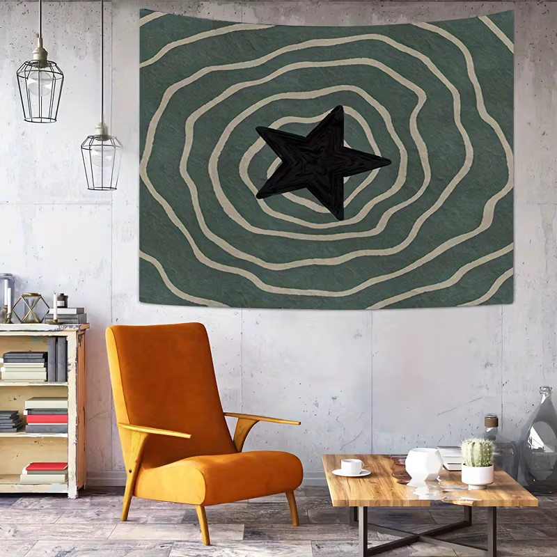 VIKAMA Wandteppich im skandinavischen Stil mit geometrischem Sternmuster, Mehrfarbig, Breite: 60 cm, Höhe: 40 cm - Bild 2