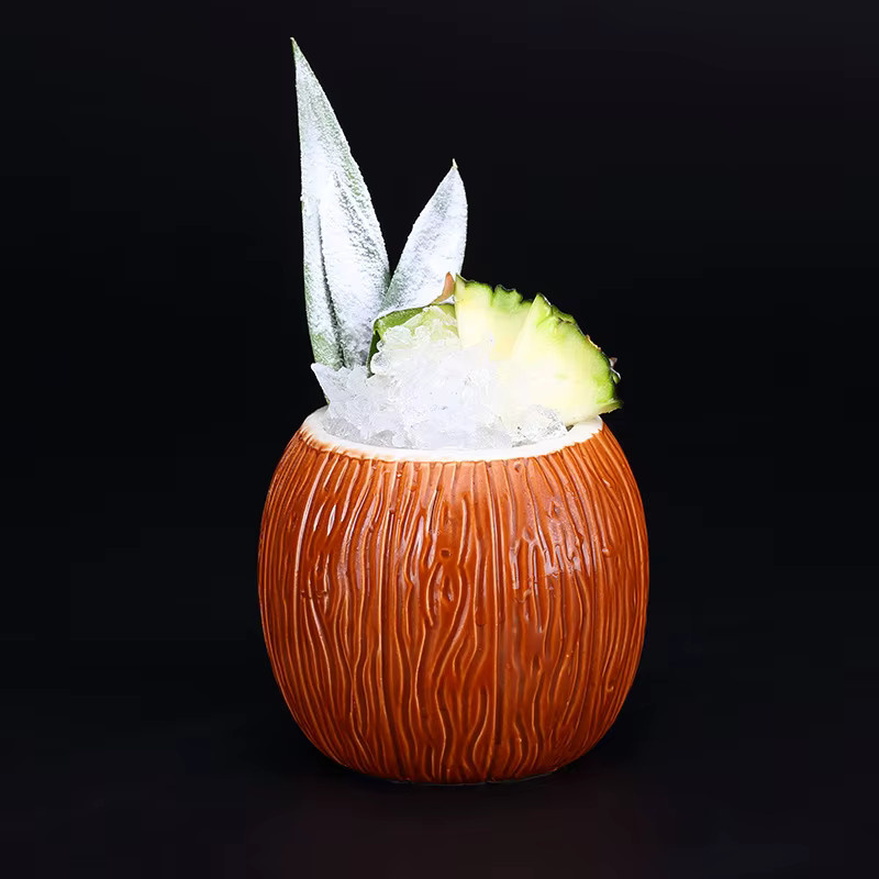 BARMAID BARWARE Tiki Cocktailbecher aus Keramik in Kokosnussform, 550 ml - Bild 2