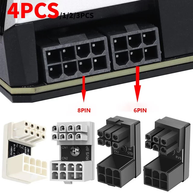 ATX 8 Pin auf 6 Pin Power Adapter 180 Grad abgewinkelt in Weiß für Grafikkarte GPU - Bild 1