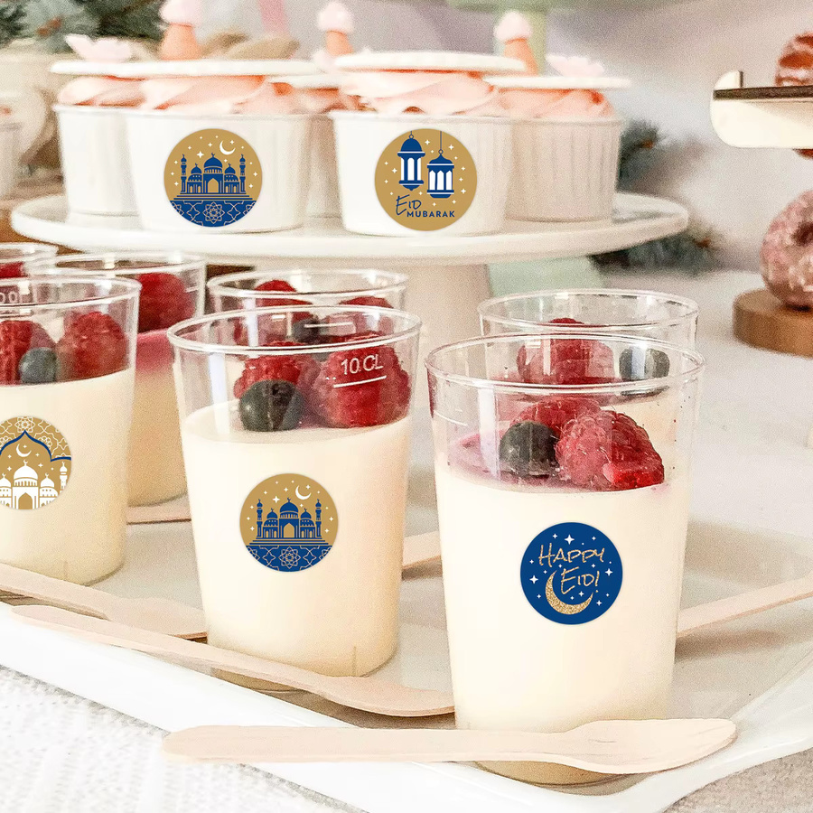 96 Ramadan Eid al-Fitr Aufkleber mit Eid Mubarak Happy Eid Motiv für Schokolade und Geschenkpapier, 4 Blatt - Bild 6