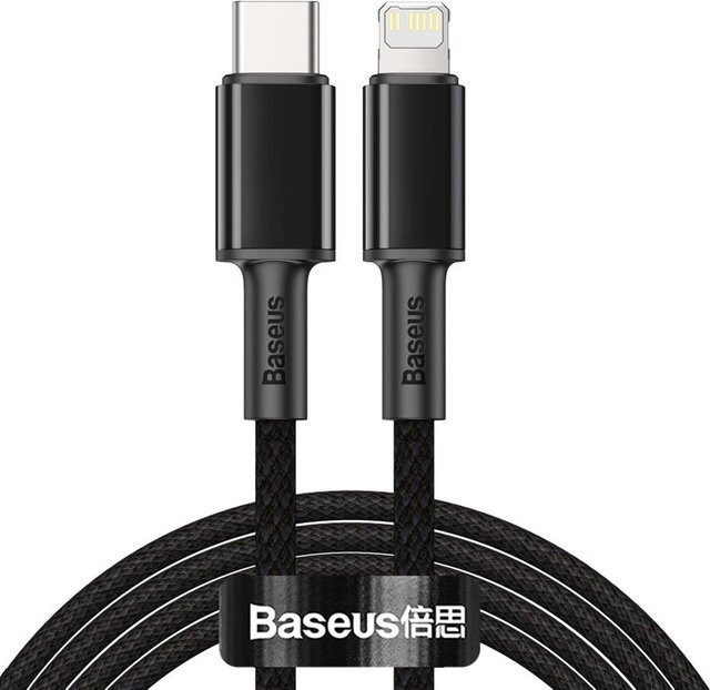 Baseus USB-C auf Lightning Daten- und Ladekabel, 20W, geflochten, Schwarz, 2m, CATLGD-A01 - Bild 1