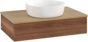 V&B Waschtischunterschrank Antao mit Frontstruktur in Walnut, B/T/H: 80 x 50 x 19 cm - Bild 1