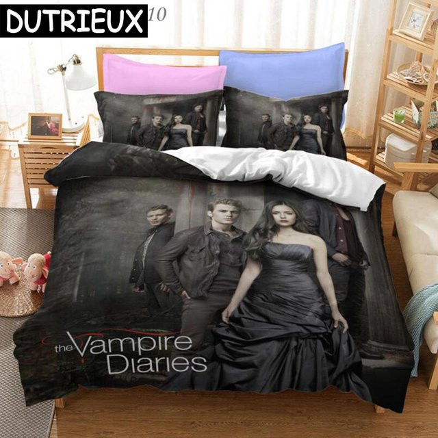 The Vampire Diaries 3D Print Bettwäsche-Set mit Kissenbezug, Farbe: Schwarz, B/H: 135 x 200 cm - Bild 1
