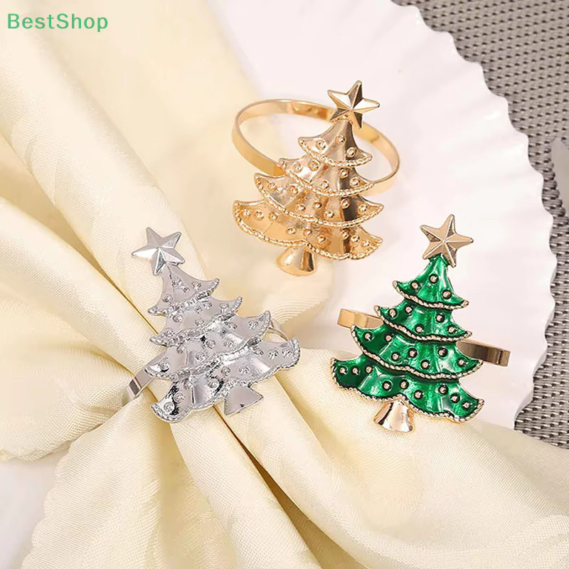 HNKMP Weihnachtsbaum Serviettenringe aus Metall im 6er Set, Tischdekoration in Silber und Gold - Bild 1