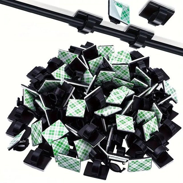 50 selbstklebende Kabelclips in Schwarz zur Kabelorganisation für Auto, Büro und Zuhause - Bild 1