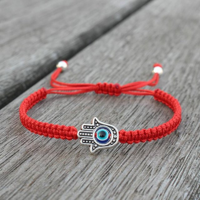 Armband, geflochtenes Seil, Fatima Hamsa Hand, rot, Unisex - Bild 1