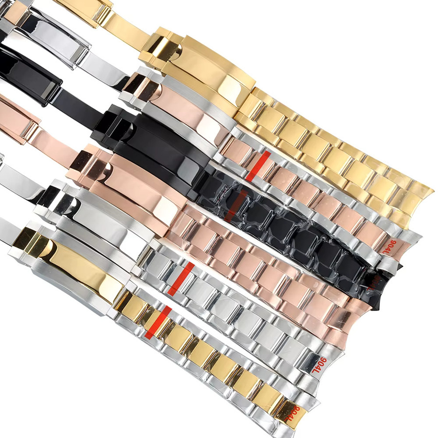 Uhrenarmband Oyster-Armband, 20 mm, Edelstahl, Roségold, Gold, Schwarz - Bild 4