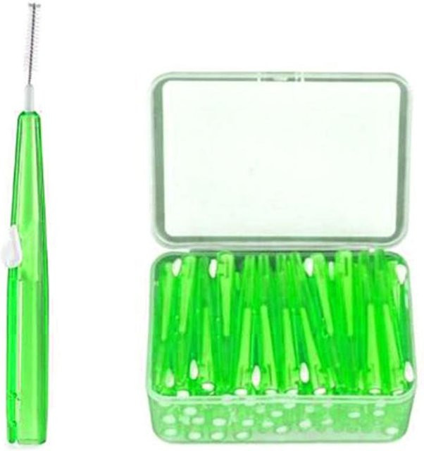 Koogeelife Interdentalbürsten Zahnstocher, 60 Stück, Grün - Bild 1