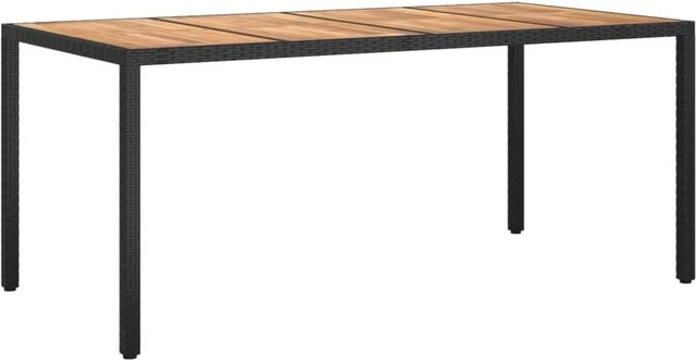 vidaXL Gartentisch aus Poly Rattan und Akazienholz in Schwarz, B/T/H: 190 x 90 x 75 cm - Bild 1