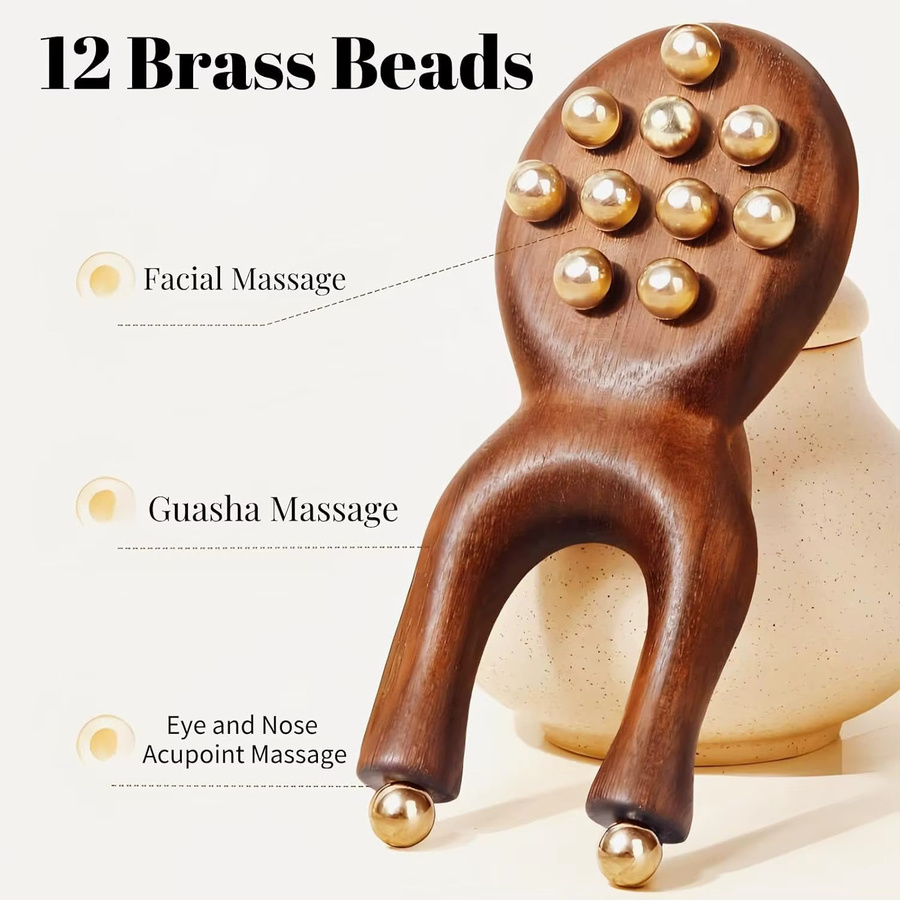 DUTRIEUX Sandelholz Gesichtsmassage-Roller, Y-förmiges Guasha-Werkzeug, Unisex - Bild 5