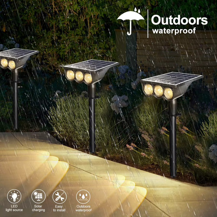 Solar-Strahler für Außenbereich mit LED und IP65 Wasserdichtigkeit, Warmweiß, Schwarz - Bild 2