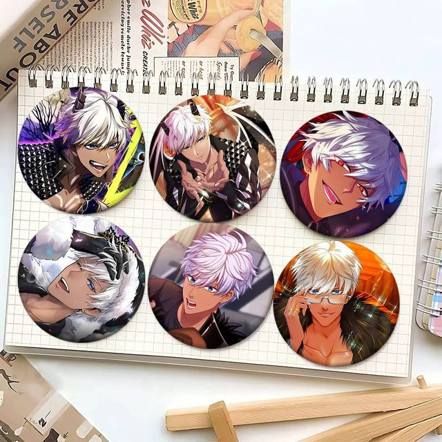 Mesuca Brosche, O-Obey Me Mammon, Cartoon-Stil, Emaille-Pin, Rund - Bild 1