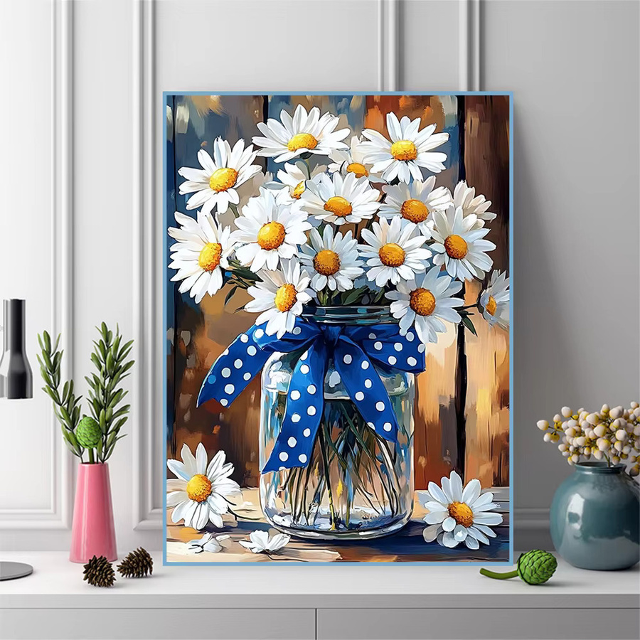 Momoart Blumen-Diamant-Mosaik Bastelset mit Gänseblümchen-Muster in Multicolour für Erwachsene und Anfänger, B/H: 30 x 30 cm - Bild 3