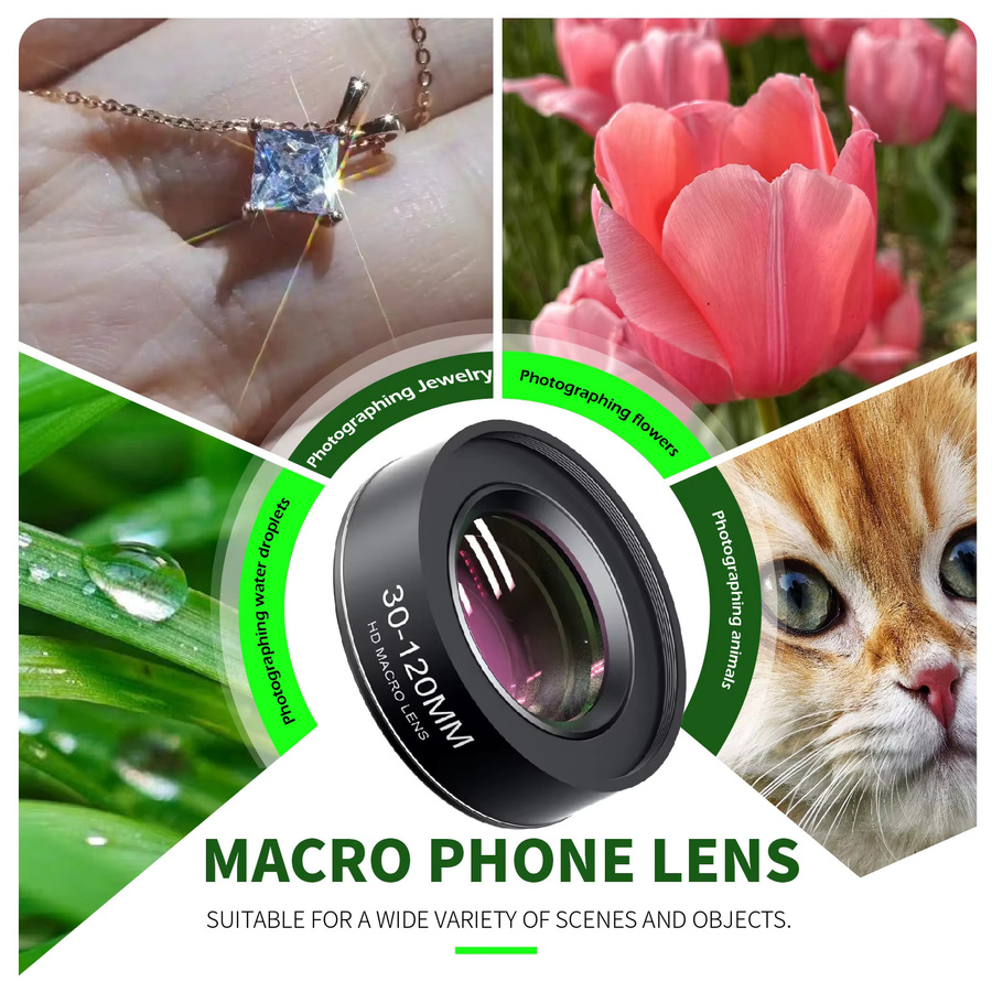 OBKEY Makro-Handyobjektiv 10X HD Nahaufnahme Clip-On Mobilkamera-Objektiv für iPhone Samsung Xiaomi Huawei und Android Smartphones in Schwarz - Bild 3