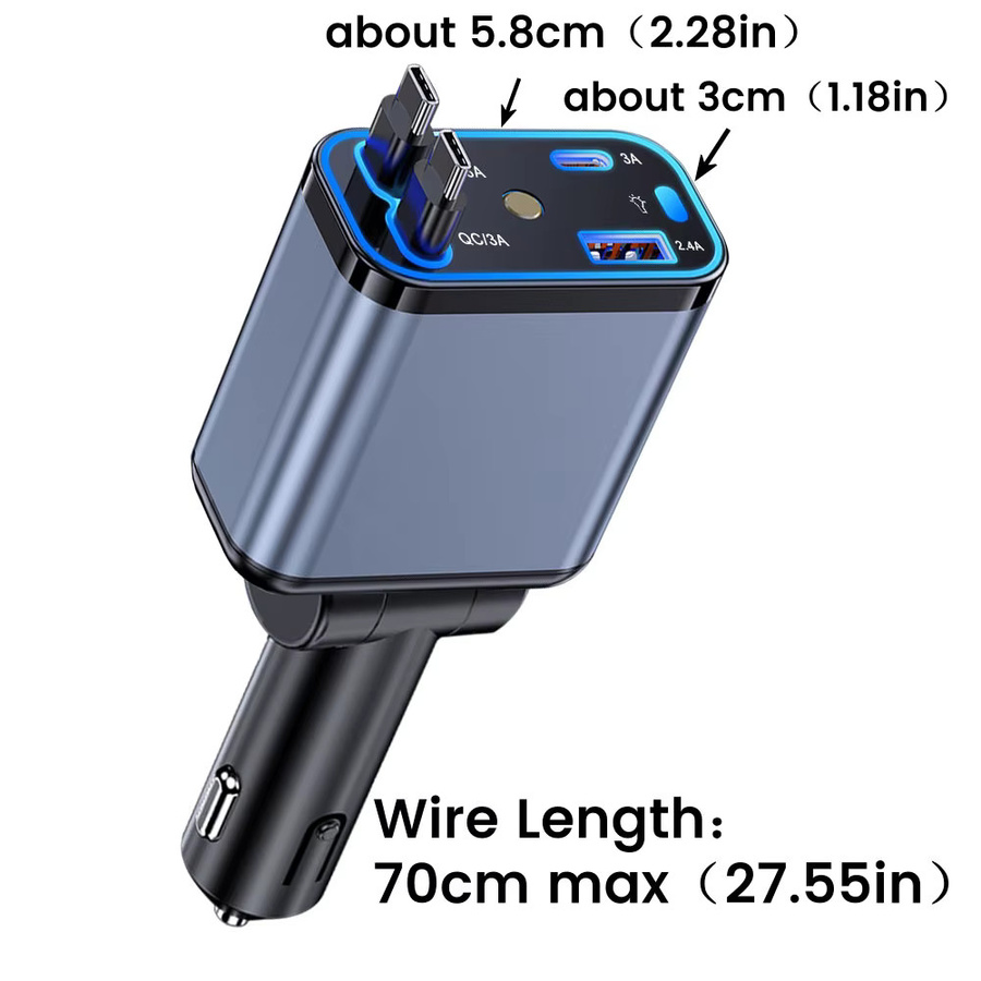 120W Einziehbares Auto-Ladegerät mit 4-in-1 Schnellladegerät USB und PD 30W sowie Dach-Sternenhimmel für iOS und Android - Bild 2