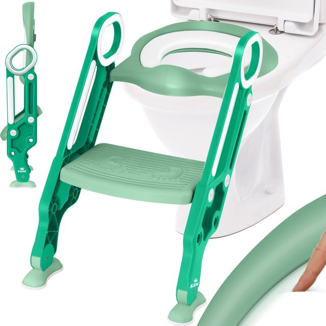 KIDIZ Kinder Toilettensitz Toilettentrainer mit faltbarem Design, rutschfesten Stufen und Griffen sowie bequemem Kissen - Bild 1