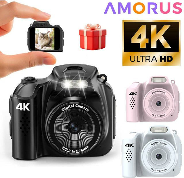 AMORUS Mini-Schlüsselanhänger-Kamera in Pink mit 4K Auflösung und 64 MP als Digitalkamera und Taschen-Camcorder - Bild 1