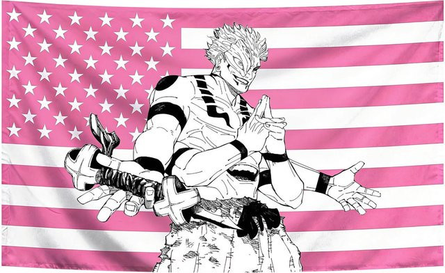 Jujutsu Kaisen Sukuna Anime Wandteppich mit amerikanischer Flagge als ästhetische Wanddekoration von JMG Household Supplies, Breite: 60 cm, Höhe: 90 cm - Bild 1
