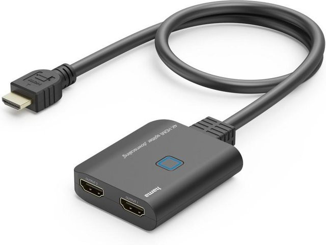 Hama 4K UHD HDMI Splitter 1 In 2 Out Schwarz - Bild 1