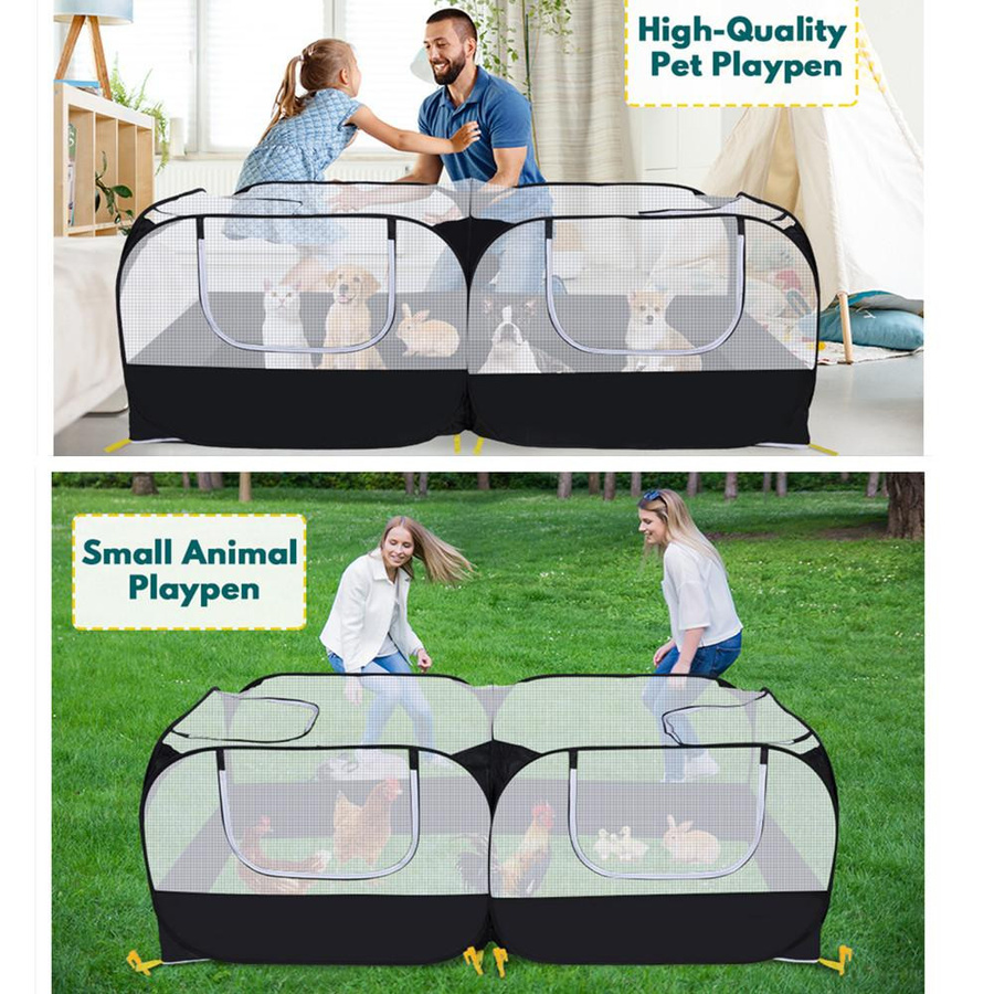 BC Pet Supplies Tragbares und faltbares Haustierzelt als Laufstall und Zwinger in Blau, transparent und atmungsaktiv für Katzen und Hunde - Bild 2