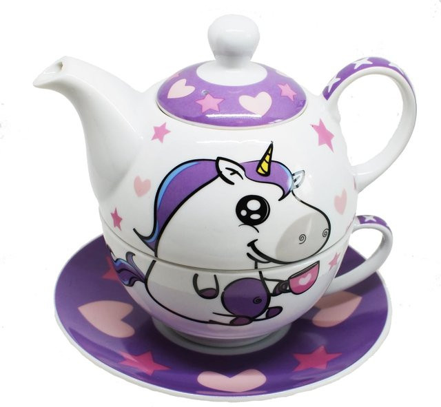 EinhornLiebe Tea for One Teeservice aus Keramik, 4-teilig, mehrfarbig - Bild 1