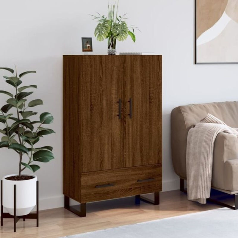 Modernes Highboard Vidaxl in Braun mit Eichen-Optik aus Holzwerkstoff und Metall, B/T/H: 69,5 x 31 x 115 cm - Bild 1