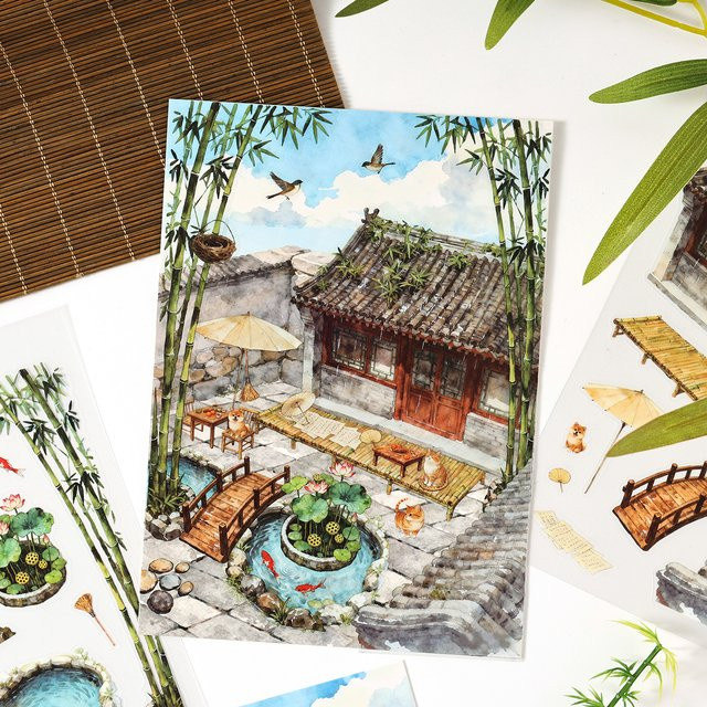 Yingxue Kawaii Katze Haus Garten 3D Welpe Landschaft Aufkleber, Bunt / Mehrfarbig - Bild 1