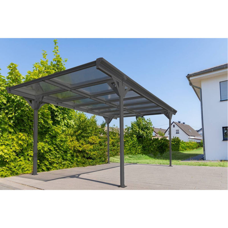 Westmann Carport Helsinki Flachdach Aluminium 15 m² Anthrazit inkl. Regenrinne B/H/L: 305 x 232 x 503 cm - Bild 6