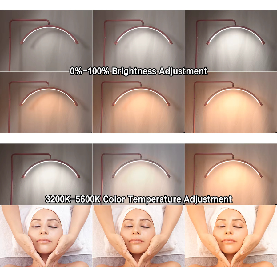 Fosoto FT-Y9II Halbmond Ringlicht in Weiß für Wimpernverlängerung, Make-up und Live-Streaming mit Stativ für Beauty-Salons und Videoaufnahmen - Bild 2