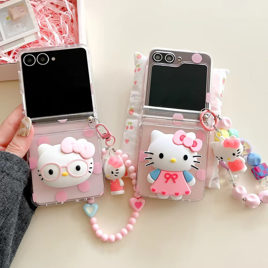 Sanrio Hello Kitty Handyhülle mit Ständer und Lanyard als Hard Cover für Samsung Galaxy Z Flip 7 6 5 4 - Bild 2