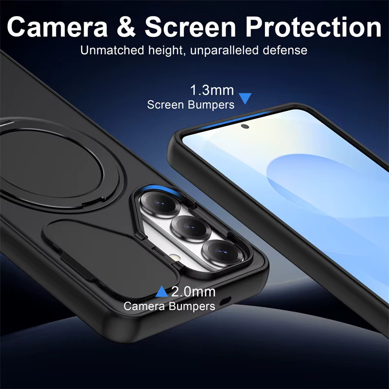 SUNWARD MagSafe Handyhülle mit 360 Grad magnetischer Ringhalterung und Kameraständer für Samsung S26 Edge S25 S24 Ultra Plus A37 A57 A06 A17 A36 A26 in Schwarz - Bild 2