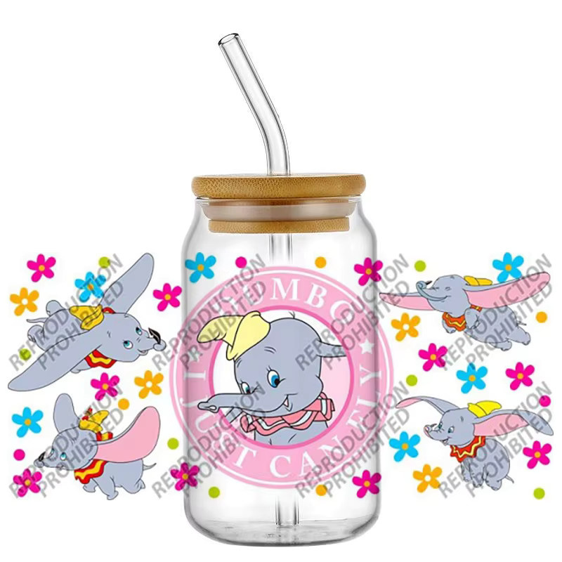 Funko Dumbo Cartoon-Elefant UV DTF 3D-Transferaufkleber für Glas und Becher, Mehrfarbig - Bild 1
