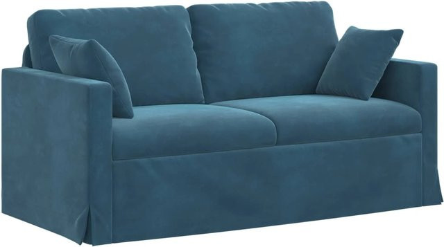 vidaXL Sofa Blau aus Samt mit Metallrahmen B: 158 cm, T: 78 cm, H: 80 cm - Bild 1
