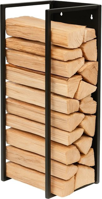 Relaxdays Kaminholzregal aus Eisen in Schwarz zur Wandmontage, B/T/H: 75 x 25 x 25 cm - Bild 1
