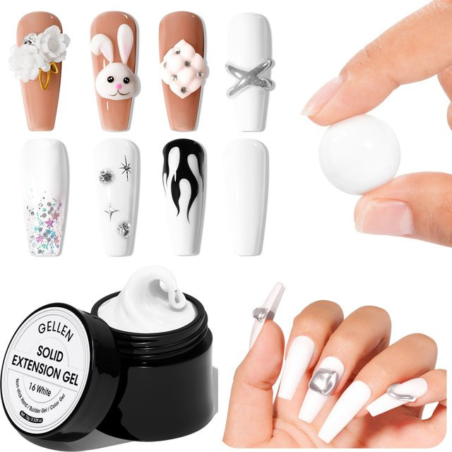 GELLEN GEL POLISH Aufbaugel, Weiß, Matt, für Hände - Bild 1