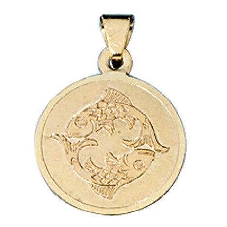 Colfem Anhänger Sternzeichen Fische, 333 Gelbgold, matt, Unisex - Bild 1