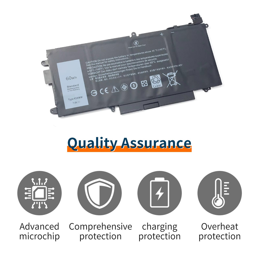 Original Dell K5XWW Laptop-Akku 7,6 V 60 Wh für Latitude 12 5285 5289 7389 7390 2-in-1 Notebook, Schwarz - Bild 2